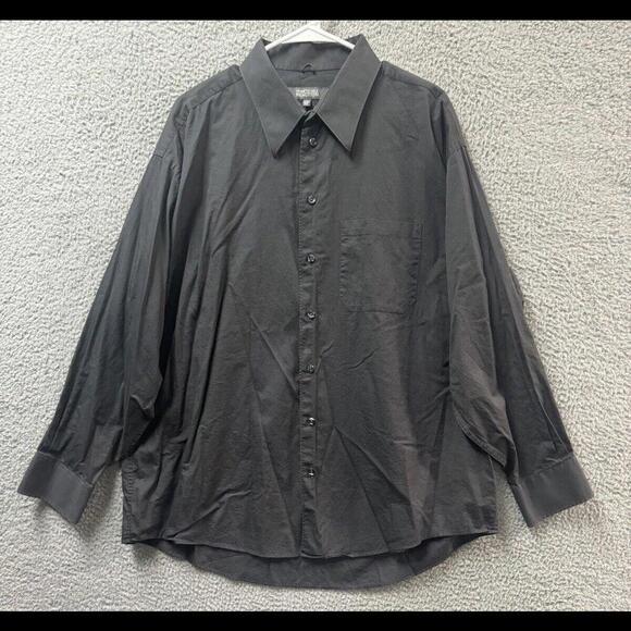 Kenneth Cole Reaction Shirt Mens 18 34/35 XXL Gray Button Up Collared Cotton - Picture 1 of 10